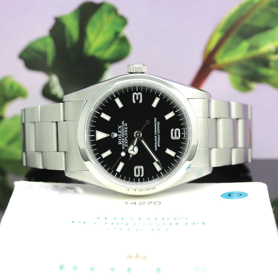 Rolex Explorer I Automatik Stahl Ref: 14270 mit Rolex Box & Papiere von 1999