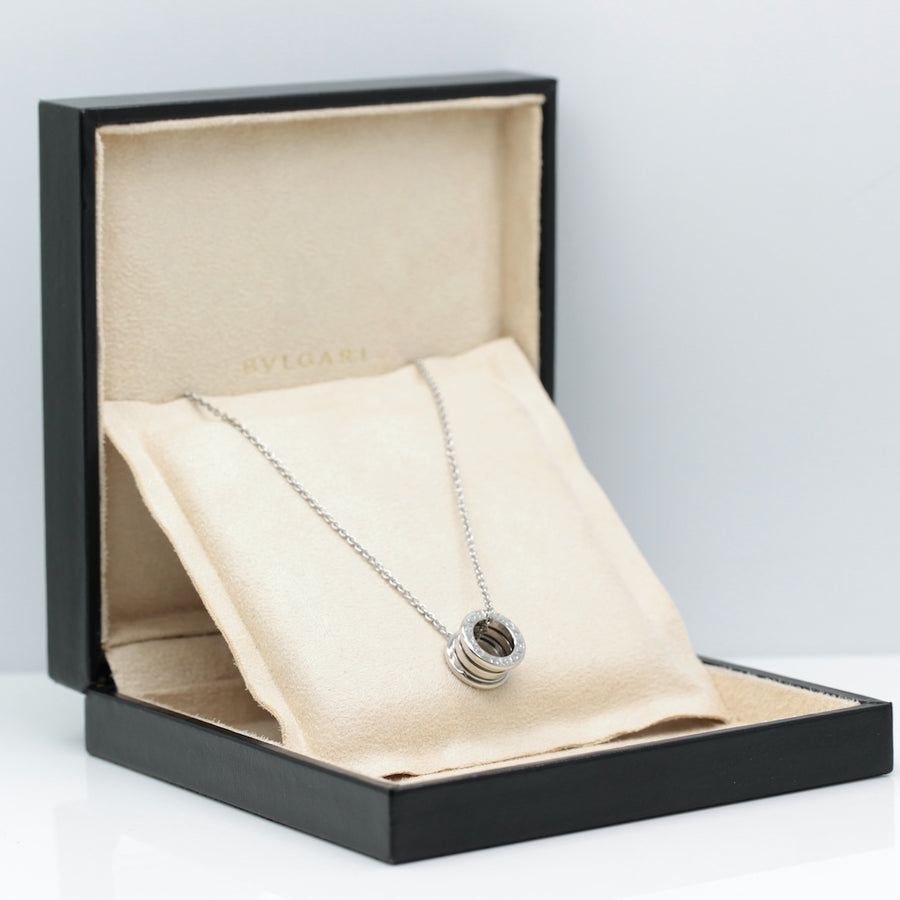 Bulgari B Zero 1 Halskette mit Anhänger in 18KT Weißgold & Bulgari Box