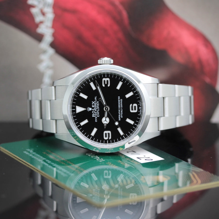 Rolex Explorer I Automatik Stahl Ref: 124270 mit Rolex Box & Papiere von 2023