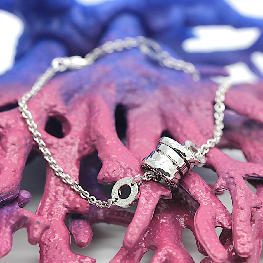 Bulgari B Zero 1 Element Armband mit Anhänger in 18KT Weißgold & Bulgari Box