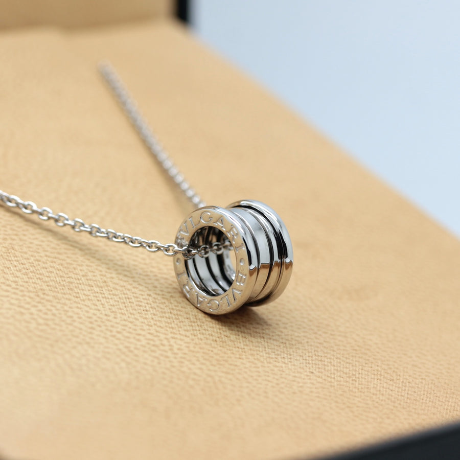 Bulgari B Zero 1 Halskette mit Anhänger in 18KT Weißgold & Bulgari Box