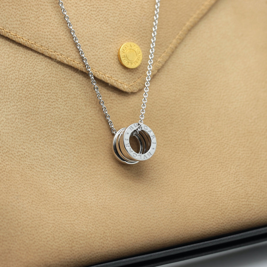 Bulgari B Zero 1 Halskette mit Anhänger in 18KT Weißgold & Bulgari Box