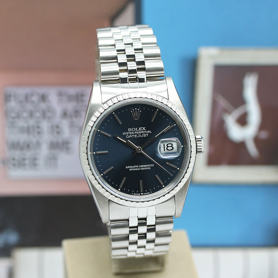 Rolex 16220 hot sale blue dial